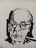 Untitled (Portrait of Ram Manohar Lohia) - M F Husain - 24 Hour Online Auction: Works on paper