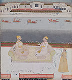 TWO NOBLEMEN ON A PALACE TERRACE -    - Classical Indian Art 