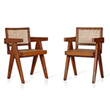 A PAIR OF STUNNING TEAKWOOD AND CANE WORK 