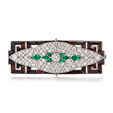 AN EMERALD AND DIAMOND BROOCH -    - Online Auction of Fine Jewels and Silver