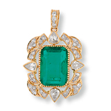 A COLOMBIAN EMERALD AND DIAMOND PENDANT -    - Online Auction of Fine Jewels and Silver