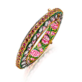AN IMPORTANT PERIOD DIAMOND 'POLKI' ENAMELLED KADA -    - Online Auction of Fine Jewels and Silver
