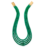 A WELL-MATCHED FOUR ROW EMERALD BEAD NECKLACE -    - Online Auction of Fine Jewels and Silver