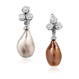 A PAIR OF PEARL AND DIAMOND EAR PENDANTS -    - Online Auction of Fine Jewels and Silver