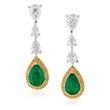 A PAIR OF DIAMOND AND EMERALD EAR PENDANTS - Online Auction of Fine Jewels and Silver