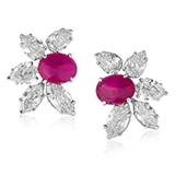 A PAIR OF RUBY AND DIAMOND EAR PENDANTS -    - Online Auction of Fine Jewels and Silver