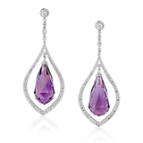 A PAIR OF AMETHYST AND DIAMOND EAR PENDANTS -    - Online Auction of Fine Jewels and Silver
