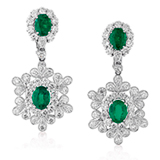 A PAIR OF EMERALD AND DIAMOND EAR PENDANTS -    - Online Auction of Fine Jewels and Silver