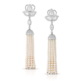 A PAIR OF DIAMOND AND PEARL EAR PENDANTS -    - Online Auction of Fine Jewels and Silver
