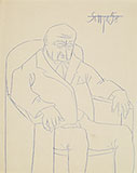 Untitled (Seated Man) - F N Souza - F N Souza: A Life in Line | Mumbai, Live