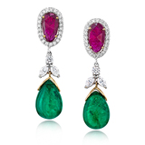 A PAIR OF EMERALD AND RUBY EAR PENDANTS -    - The Discerning Eye | Bangalore, Live