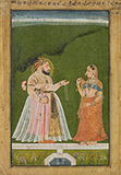 MAHARANA SANGRAM SINGH PRESENTING A NECKLACE TO A LADY -    - Classical Indian Art | Live Auction, Mumbai