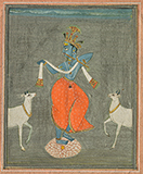 KRISHNA FLANKED BY TWO COWS -    - Classical Indian Art | Live Auction, Mumbai