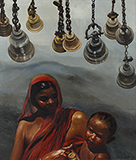 Mother, Child and Bells - Bikash  Bhattacharjee - Art and Collectibles Online Auction
