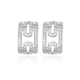 PARENTESI 18 K WHITE GOLD PAVE DIAMOND STUD EARRINGS BY BVLGARI -    - Art and Collectibles Online Auction