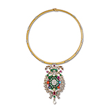 EXQUISITE 'NAVRATNA' PENDANT WITH A CUSTOMISED GOLD AND DIAMOND CHAIN -    - Fine Jewels and Watches
