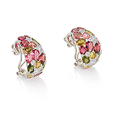 MULTI-COLOURED TOURMALINE AND DIAMOND EAR CLIPS -    - Fine Jewels and Watches