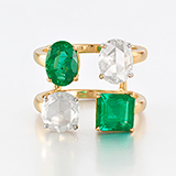 EMERALD AND ROSE-CUT DIAMOND RING -    - Fine Jewels and Watches