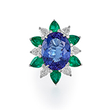 TANZANITE, EMERALD AND DIAMOND RING -    - Fine Jewels and Watches