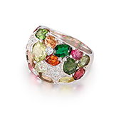 MULTI-COLOURED TOURMALINE AND DIAMOND RING -    - Fine Jewels and Watches