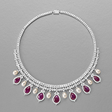 RUBY, PEARL AND DIAMOND NECKLACE -    - Fine Jewels and Watches