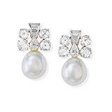 PEARL AND DIAMOND EAR PENDANTS -    - Fine Jewels and Watches