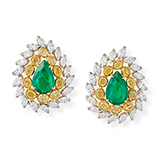 EMERALD AND DIAMOND EAR PENDANTS -    - Fine Jewels and Watches