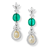 EMERALD, PEARL AND DIAMOND EARRINGS -    - Fine Jewels and Watches