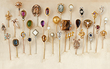 SET OF 34 GEMSET STICK OR LAPEL PINS -    - Fine Jewels and Watches