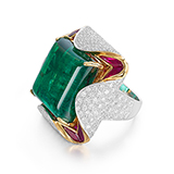 EMERALD, RUBY AND DIAMOND RING -    - Fine Jewels and Watches