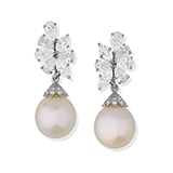 DIAMOND AND PEARL EAR PENDANTS -    - Fine Jewels and Watches
