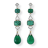 EMERALD AND DIAMOND EAR PENDANTS -    - Fine Jewels and Watches