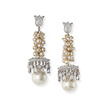 DIAMOND, CRYSTAL AND PEARL EAR PENDANTS -    - Fine Jewels and Watches