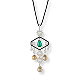 EMERALD, PEARL AND DIAMOND PENDANT -    - Fine Jewels and Watches