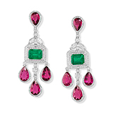 RUBELLITE, EMERALD AND DIAMOND EARRINGS -    - Fine Jewels and Watches