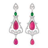 RUBELLITE, EMERALD AND DIAMOND EARRINGS -    - Fine Jewels and Objets