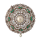 PEARL AND DIAMOND BROOCH -    - Fine Jewels and Objets