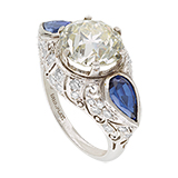 OLD-CUT DIAMOND AND SAPPHIRE RING -    - Fine Jewels and Objets
