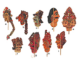 SHADOW PUPPETS - GROUP OF HEADS -    - Living Traditions: Folk & Tribal Art
