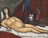 Untitled (after Titian's Venus of Urbino and Manet's Olympia) - F N Souza - Summer Online Auction