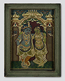 KRISHNA STANDING AMOROUSLY WITH SATYABHAMA -    - Tanjore Paintings