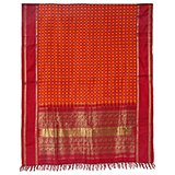 PUJA SARI ORANGE WITH RED PALLAV -    - Woven Treasures: Textiles from the Jasleen Dhamija Collection