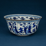 BLUE AND WHITE PORCELAIN BOWL WITH A METAL RIM -    - Asian Art