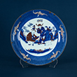 BLUE AND COPPER RED PORCELAIN PLATE - Asian Art
