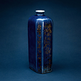 BLUE HEXAGONAL PORCELAIN BOTTLE -    - Asian Art