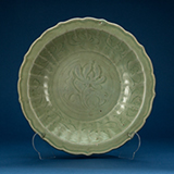 CELADON DISH CARVED WITH LOTUS -    - Asian Art