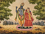 RADHA KRISHNA ON A LOTUS -    - Classical Indian Art