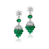 PAIR OF EMERALD AND DIAMOND EAR PENDANTS -    - Fine Jewels: From Tradition to Innovation