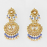PAIR OF DIAMOND AND TANZANITE `CHANDBALI` EARRINGS -    - Fine Jewels: From Tradition to Innovation