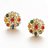 PAIR OF `NAVRATNA` EARRINGS -    - Fine Jewels: From Tradition to Innovation